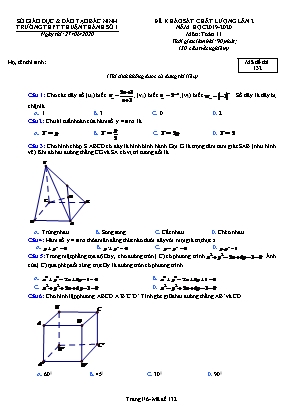 Đề khảo sát chất lượng lần 2 môn Toán Lớp 11 - Mã đề 132 - Năm học 2019-2020 - Trường THPT Thuận Thành số 1